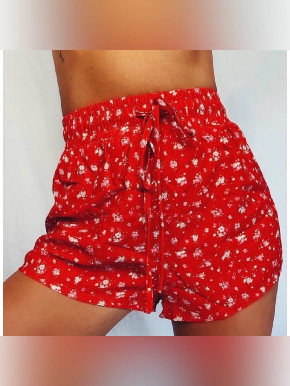 Tiger Mist Red Floral Shorts